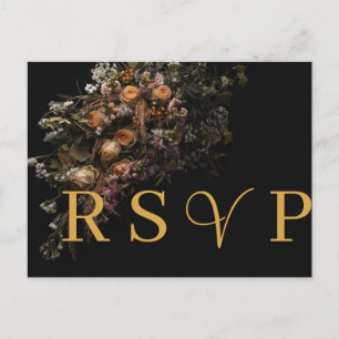 Carte Postale Oranger vintage foncé Floral RSVP Invitation