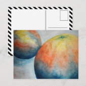 Carte Postale oranges aquarelles (Devant / Derrière)