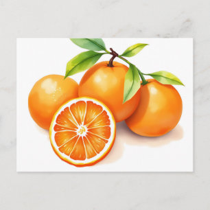 Carte Postale Oranges aquarelles vives
