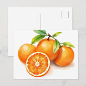 Carte Postale Oranges aquarelles vives (Devant / Derrière)
