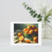 Carte Postale Oranges dans le bol vert toujours vie, (Debout devant)