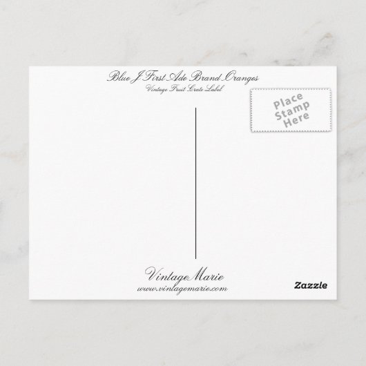 Carte Postale Oranges de marque Blue J First-Ade (Dos)