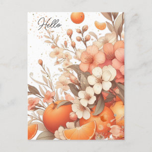 Carte Postale Oranges Douces Citron et Fleurs Neutre