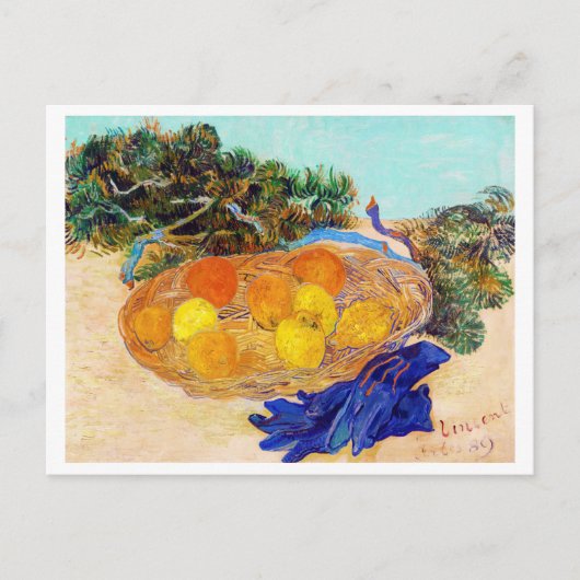 Carte Postale Oranges et citrons avec gants bleus, Van Gogh (Devant)
