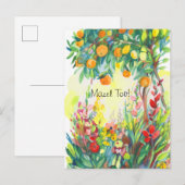 Carte postale oranges et fleurs (Devant / Derrière)