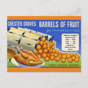 Carte Postale Oranges pour Thanksgiving