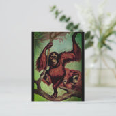 Carte Postale Orangoutans vintages sur un arbre (Debout devant)
