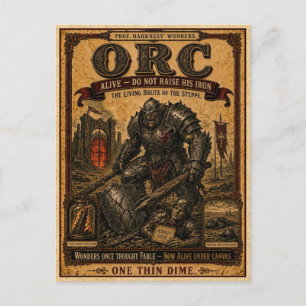 Carte Postale Orc, Monstre de Cirque Vintage