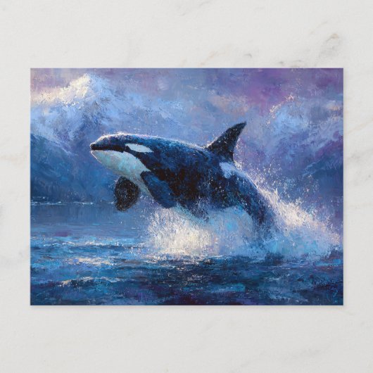Carte Postale Orca Breaching Near Snowy Mountains (Devant)