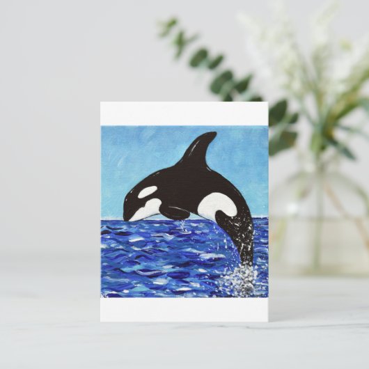 Carte Postale Orca dans la peinture bleue (Debout devant)