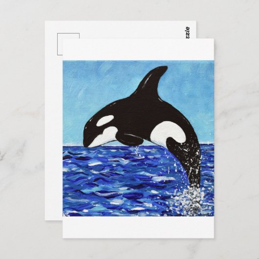 Carte Postale Orca dans la peinture bleue (Devant / Derrière)