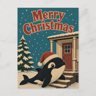 Carte Postale Orca Marche de Porche Animal Noël