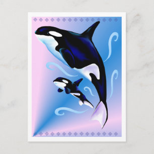 Carte Postale Orca Mom and Baby Postcard