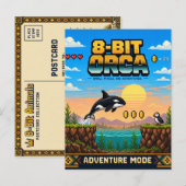 Carte Postale Orca, Rétro Pixel Art 8 Bits (Devant / Derrière)