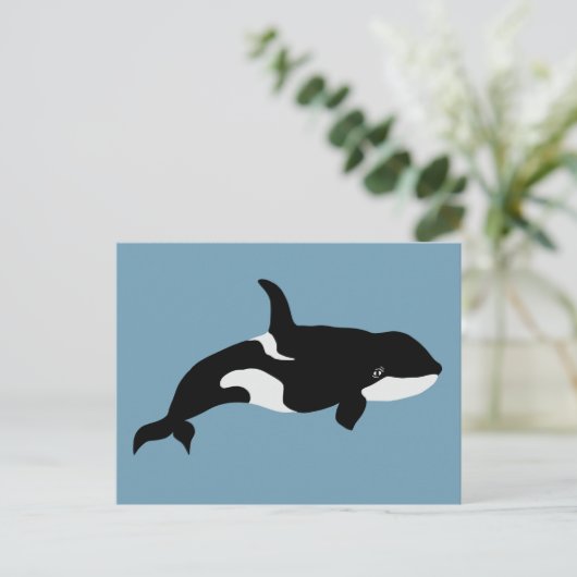 Carte Postale Orca Whale Illustration Cetacea Blue (Debout devant)