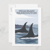 Carte Postale Orca Whales #1 - Orcas Island, Washington (Devant / Derrière)