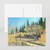 Carte Postale Orchard Van Gogh à Blossom, Bordé par Cyprès (Devant / Derrière)
