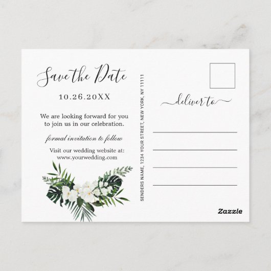 Carte Postale Orchid Bohemian Greenery Mariage Enregistrer La Da (Dos)