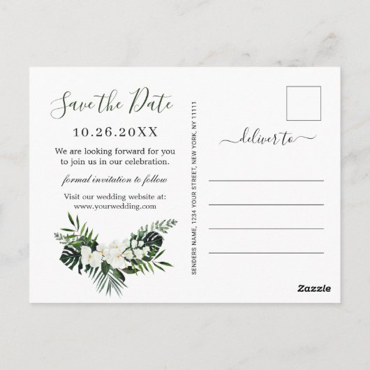 Carte Postale Orchid Bohemian Greenery Mariage Enregistrer La Da (Dos)