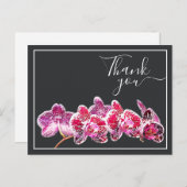 Carte Postale Orchidée aux veines rouges sur fond gris Merci (Devant / Derrière)