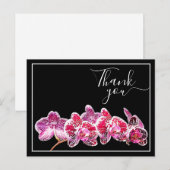 Carte Postale Orchidée aux Veines Rouges sur Fond Noir Merci (Devant / Derrière)
