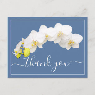 Carte Postale Orchidée blanche moderne Élégante remerciement bot
