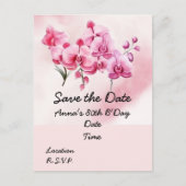 Carte Postale Orchidée fleur 80e anniversaire Enregistrer la dat (Devant)