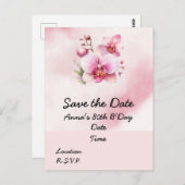 Carte Postale Orchidée fleur Anniversaire Enregistrer la date Ca (Devant / Derrière)