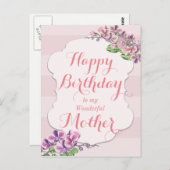 Carte Postale Orchidée rose Frame mère Anniversaire (Devant / Derrière)