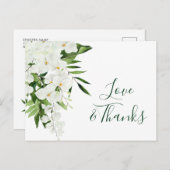Carte Postale Orchidées blanches élégantes Merci pour le mariage (Devant / Derrière)