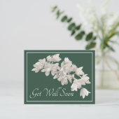 Carte Postale Orchidées blanches Fond vert Bon rétablissement (Debout devant)