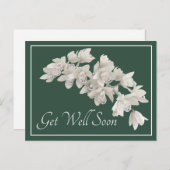 Carte Postale Orchidées blanches sur fond vert : prompt rétablis (Devant / Derrière)