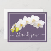 Carte Postale Orchidées blanches sur fond violet Merci (Devant / Derrière)