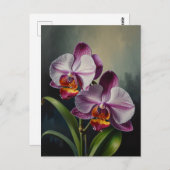 Carte Postale Orchidées de fleurs Peinture à l'huile (Devant / Derrière)