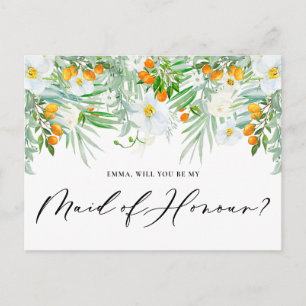 Carte Postale Orchidées et Kumquats Seras-tu ma Demoiselle d'Hon