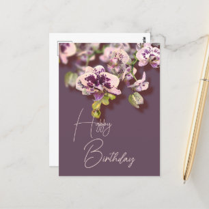 Carte Postale Orchidées Fleurs Tropicales Joyeux Anniversaire   