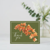 Carte Postale Orchidées orange sur fond vert Merci (Debout devant)
