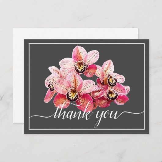 Carte Postale Orchidées roses et blanches Merci Arrière - plan g (Devant / Derrière)