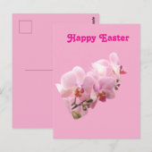 Carte Postale Orchidées roses « Joyeuses Pâques » (Devant / Derrière)