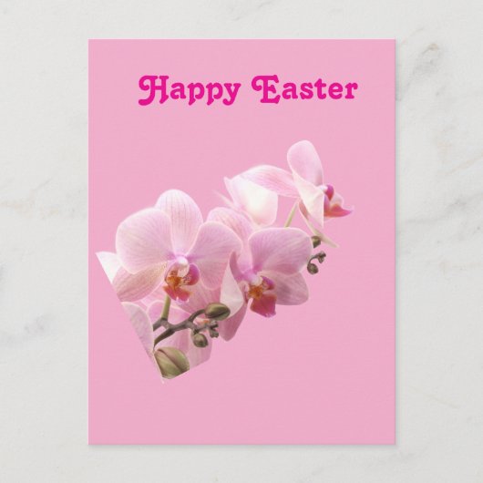 Carte Postale Orchidées roses « Joyeuses Pâques » (Devant)