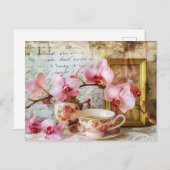 Carte Postale Orchids alongside a teacup and picture frame (Devant / Derrière)