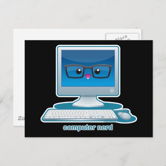 Carte Postale Ordinateur Nerd (Devant / Derrière)