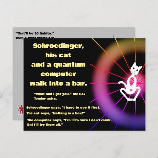 Carte Postale Ordinateur quantique amusant (Devant / Derrière)