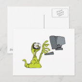 Carte Postale ordinateur vert dactylographier alien monster blob (Devant / Derrière)