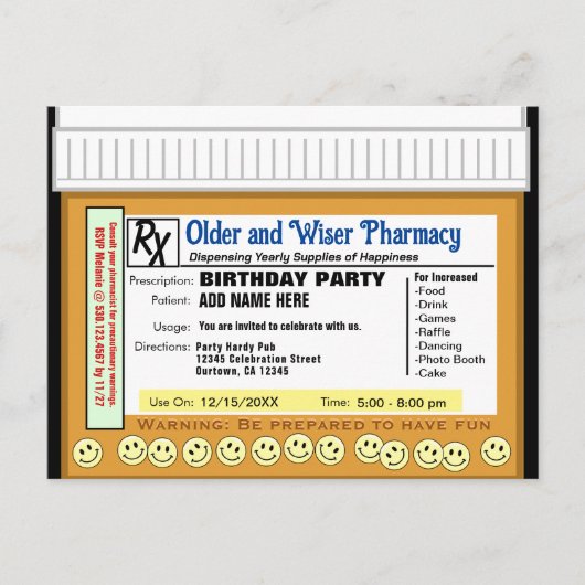 Carte Postale Ordonnance d'anniversaire pour le plaisir (Devant)