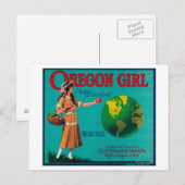 Carte Postale Oregon Girl Apple Crate LabelElgin, OU (Devant / Derrière)