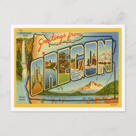 Carte Postale Oregon Salutations Des États-Unis (Devant)