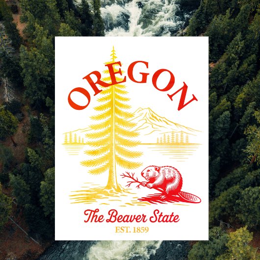 Carte Postale Oregon The Beaver State Est. 1859