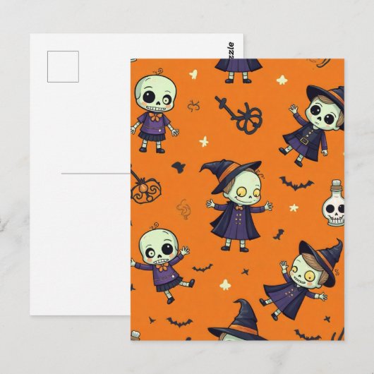 Carte Postale Oreiller Halloween Chic Épouvantable - Festivement (Devant / Derrière)