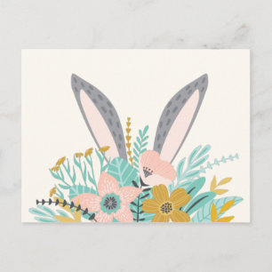 Carte Postale Oreilles de lapin dans les fleurs de printemps